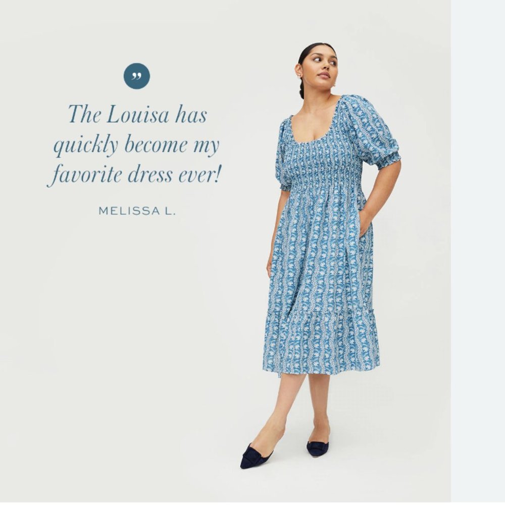 NWT Hill House The Louisa Nap Dress in Trailing Vine Blue Cotton - Size XL